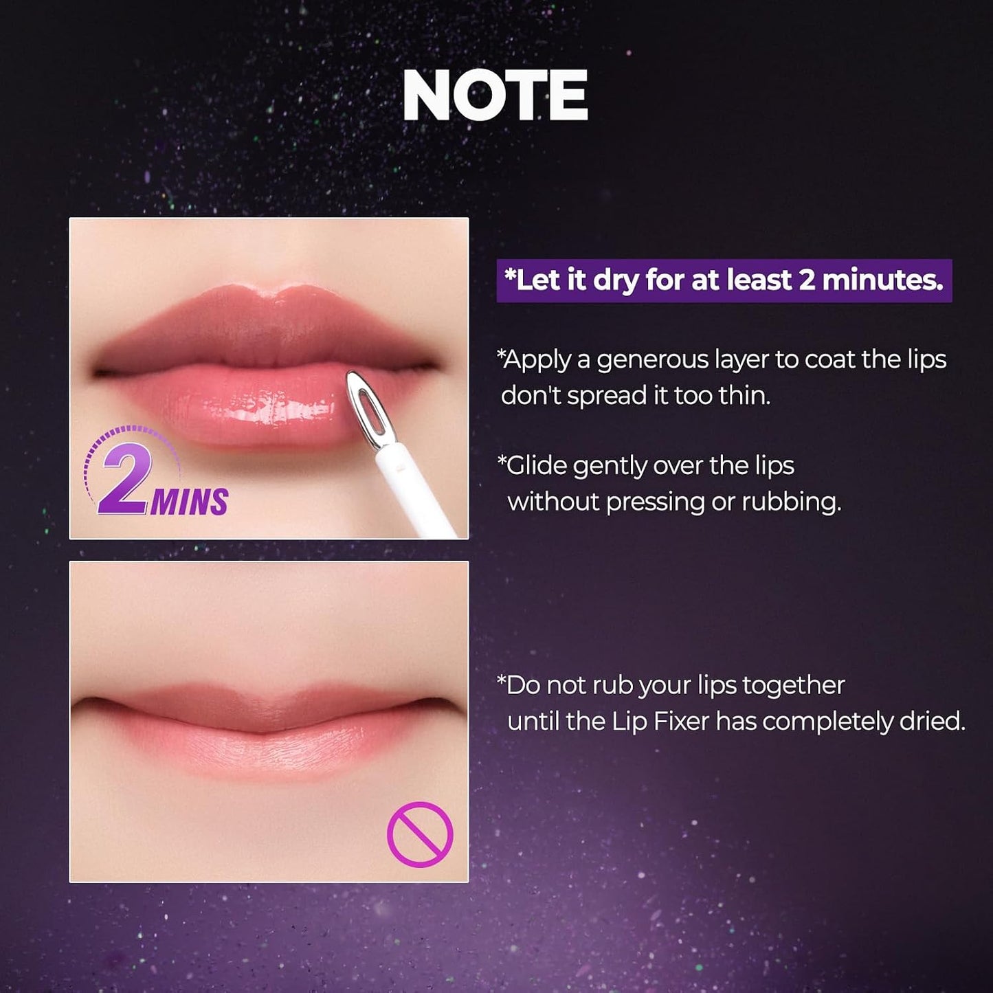 Application notes - apply a generous layer and glide gently without pressing
